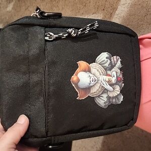 Black Strap Mini purse Bag with Horror Clown Design